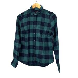 NWT! UNTUCKit Secoli Green Black Plaid Flannel Shirt 0